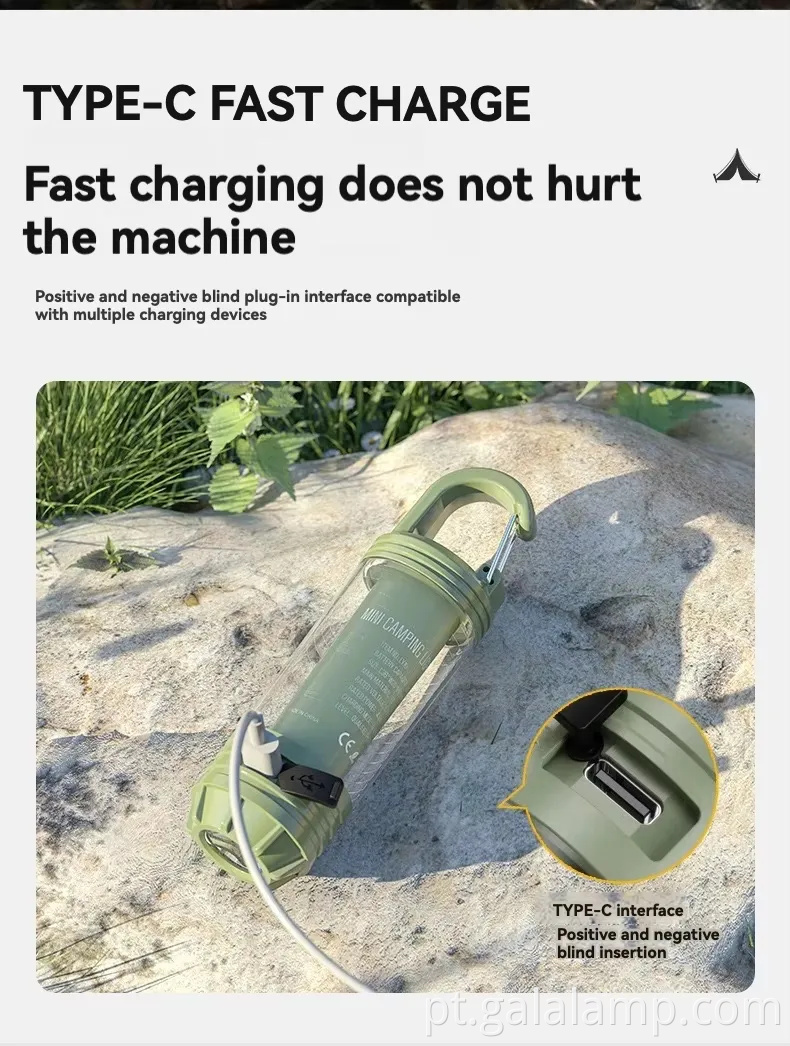 Luz de acampamento ao ar livre multi -funcional, portátil, lanterna forte, recarregável